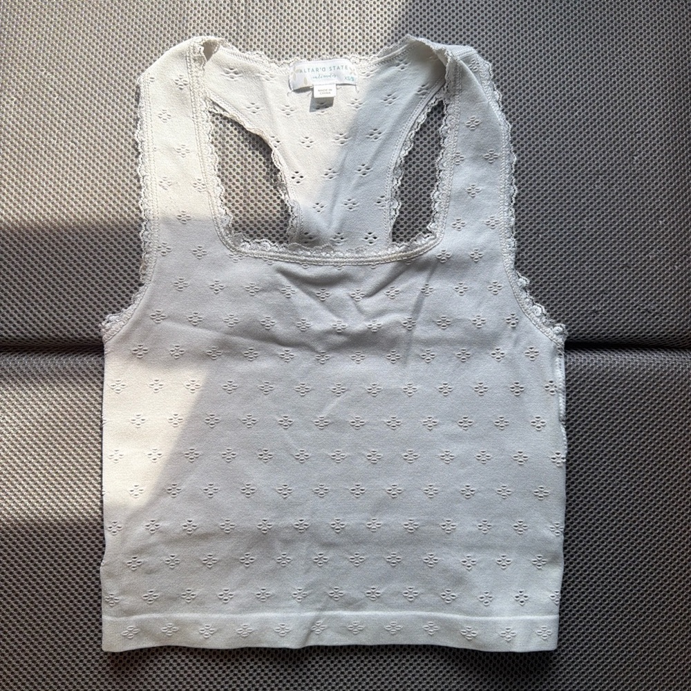 Altar'd State Cream Eyelet Racerback Tank